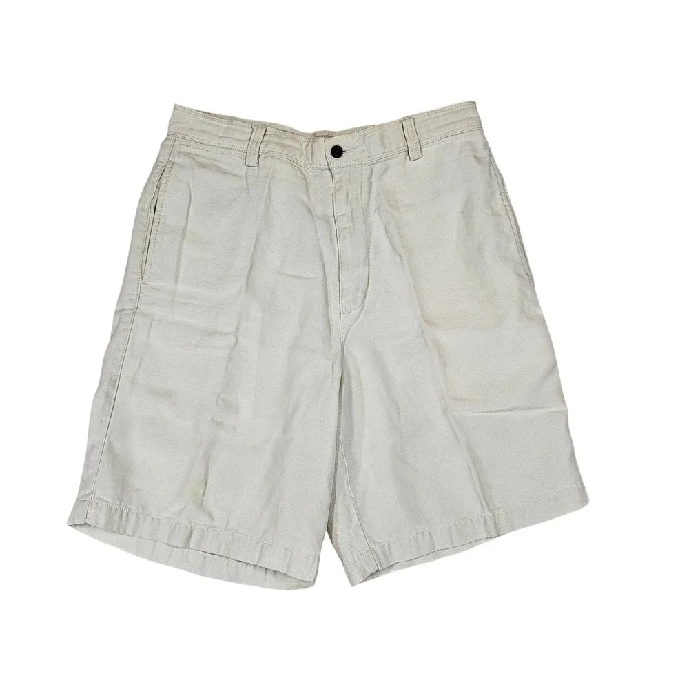 Tommy Bahama Shorts Mens 33 White Tencel Lyocell Pleated‎ Chino Summer Casual